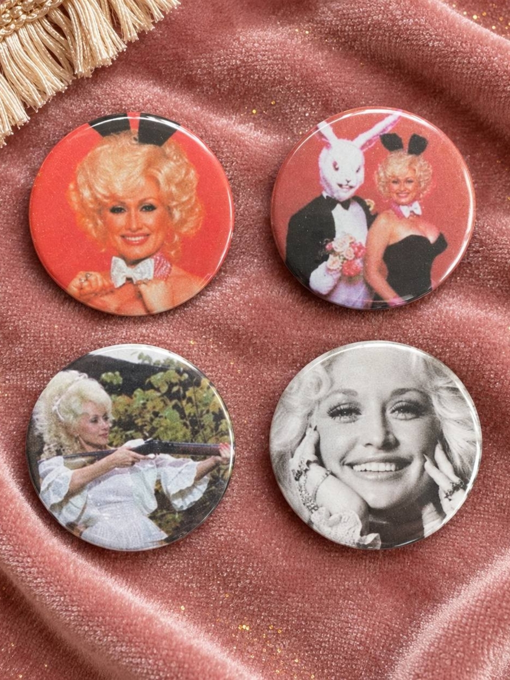 Vintage-Inspired Pink & Red Celebrity Button Pin Pack